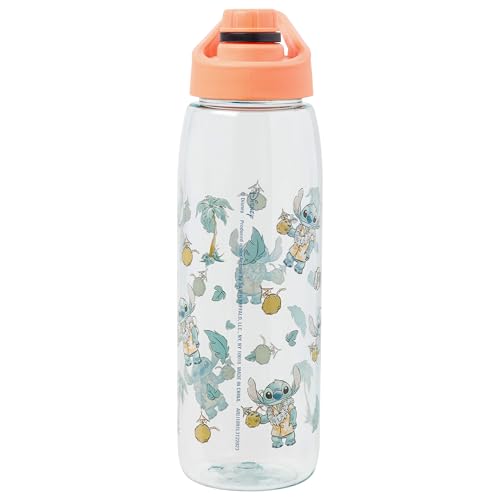 Silver Buffalo Disney Lilo and Stitch Hawaiian Shirt, Water Bottle, 28oz | Lei and Coconut Drink, Tropical Vibes Pattern, Includes Screw-On Lid, 0.83 Liters - color: Lilo and Stitch in Hawaiian Shirt Pattern, size: 28 Ounces