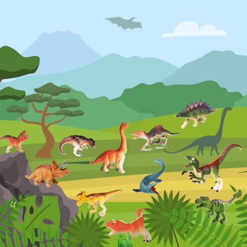 Yowlieu 14 Pcs Figures Toys Realistic Mini Dinosaurs Animal Figurines, Plastic Learning Educational Playset Animal Themed Party Supplies Cake Topper Ornaments for Easter Egg Birthday Christmas - size: 14 Pcs Dinosaurs