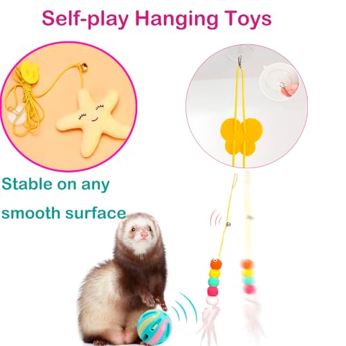 14 pcs Ferret Squeaky Toys Set Rubber Balls Ferret Teeth Grinding Chewing Balls Teething Bouncy Bell Ball Interactive Sound Squeaker Toy Exercise Scratch Chew Toy for Ferrets Pet Cat Dog Small Animals