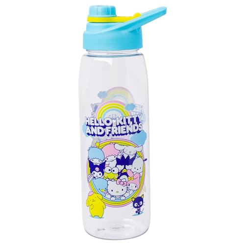 Silver Buffalo Sanrio Hello Kitty and Friends Chococat, Water Bottle, 28oz | Cinnamoroll, Kuromi, Keroppi, Badtz-Maru, Tuxedo Sam, My Melody, Screw Lid, Pochacco, Little Twin Stars, Pompompurin - color: Sanrio Hello Kitty and Friends Group, size: 28 Ounce