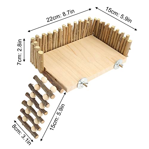 Health Gear Hamster Wooden Climbing Toy, Dwarf Hamster Activity Playground with Fence for Hamsters, Sugar Gliders, Golden Bears, Guinea Pigs, Small Pet Climb with Ladder, Screw Type