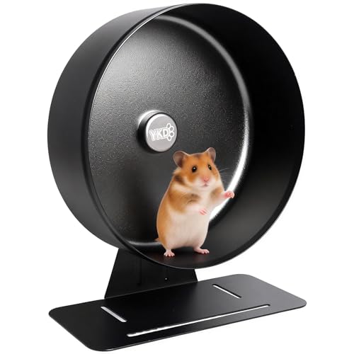 11.8" Aluminum Alloy Silent Hamster Exercise Wheel | Noiseless Running Wheel for Syrian Hamsters, Fancy Rat, Hedgehogs and Small Pets (Base-Black) - color: Black