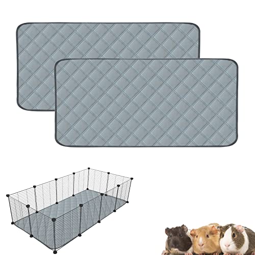 2 Pack Guinea Pig Cage Liners Washable Guinea Pig Bedding Waterproof | Super Absorbent | Non Slip | Reusable Guinea Pig Pee Pads for Small Animals Rabbit Hamster Rat - for Midwest 48" x 24" - color: Light Grey, size: 48" x 24" (2 Pack)