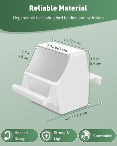 Pawfly 2 Pcs Bird Feeder, Hanging Plastic Water Dispenser with Hooks, Food Bowl for Small Parakeet Cockatiel Canary Parrot - size: 2 PC