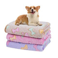 Dono 1 Pack 3 Dog Blankets, Soft Fluffy Fleece Pet Blanket Warm Sleep Mat Paw Print Design Puppy Kitten Throw Blanket Doggy Mat, Blanket for Dogs - color: Brown/Pink/Purple, size: Medium(30*20")