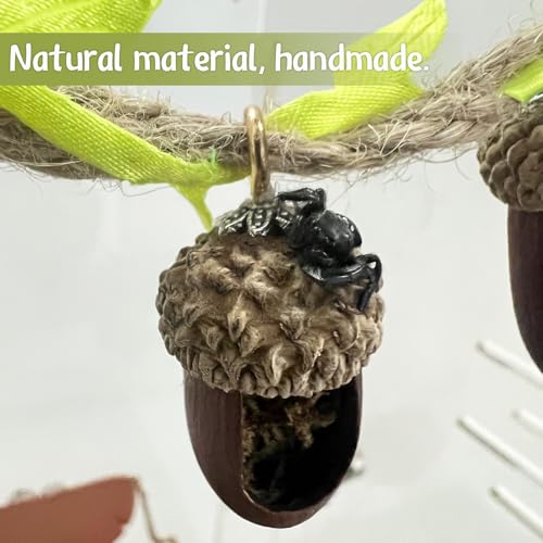 Jumping Spider Hide, Magnetic Climbing Rope Bridge, Handmade Real Acorn Hideaway Cave, Spider Platform, Decorative Accessory for Small Reptile Enclosures (Style 1) - style: Style 1