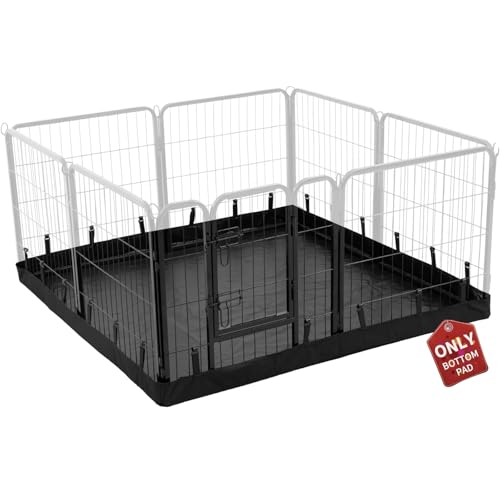 PJYuCien Square Playpen Bottom Pad for 24'' Width 8 Panel Pen, Black | Protect Floor, Easy to Move and Clean, Perfect for Puppy, Duck, and Other Small Animals, Hook Connect - style: 8-Panels 24.0"W