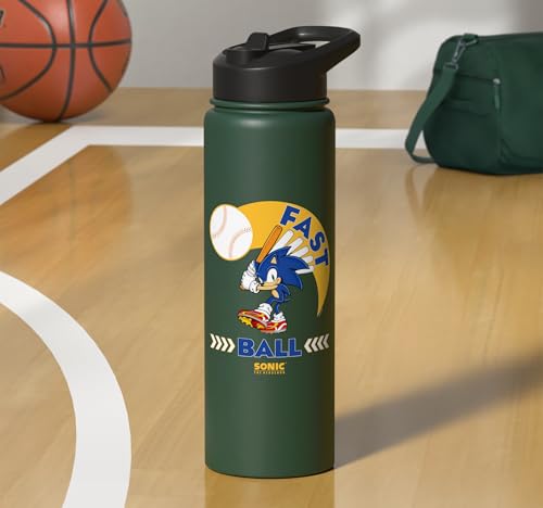 Sonic the Hedgehog - Sonic Fast Ball Stainless Steel Insulated Water Bottle - color: Dark Green