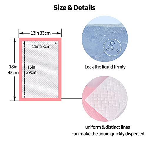 Amakunft Rabbit Pee Pads, Pet Toilet/ Potty Training Pads, Super Absorbent Guinea Pig Disposable Diaper for Hedgehog, Hamster, Chinchilla, Cat, Reptile and Other Small Animal (100pcs-18 x13, Pink) - color: Pink, size: 100pcs-18"x13"