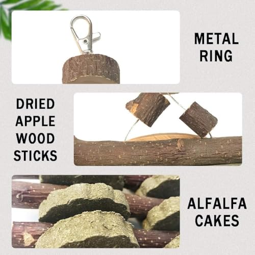 kathson Rabbit Bunny Chew Toys for Teeth, Natural Apple Wood Guinea Pigs Hanging Treats Chinchilla Treats Sticks for Rabbit Hamsters Bunny Chinchilla Squirrels and Gerbils - size: 1 Count (Pack of 1)