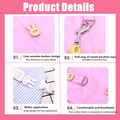 Guinea Pig Clothes,Soft Bunny Ferret Clothes with Pet Rabbit Harness and Leash Mini Hat Bag Cute Brooch for Kitten Small Animal Collars - color: Pink, size: Medium