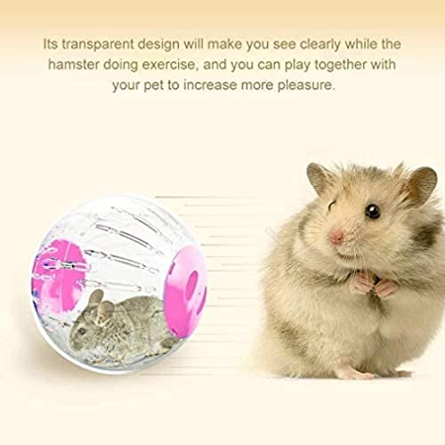 Mini New Cute Dwarf Hamster Running Ball 4.7 Inches Crystal Ball for Hamsters Small Silent Exercise Wheel Small Cage Accessories Suitable for Hamsters Less Than 4 inches 10 cm in Length (Pink) - color: Pink