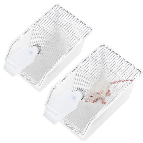 LemonRoad 2 Pack Lab Mouse Breeding Cage 11.8"x7"x5.8" with 250ml Water Drinking Bottle Laboratory Rat Rodent Breeding & Weaning Cage for Small Lab Animals - size: 11.8"x7"x5.8", style: Classic