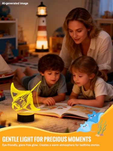 Manta Ray 3D Night Light for Kids, LED 16 Colors Remote Control Changing Touch Dimmable Table Desk Lamp, Cute Animal Gifts for Manta Ray Lovers Animal Fans - color: Color C