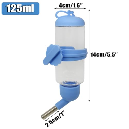 125ml Guinea Pig Water Bottle/Feeder for Hamsters/Hedgehogs/Gliders/Rabbit/mouses/Other Small Pets and Animals,Suitable for Cages, Boxes or Wall-Mounted (Blue, 125ml) - color: blue