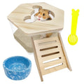 Hamiledyi Hamster Sand Bath Box Transparent Gerbil Digging Sand Container Acrylic Small Dwarf & Syrian Hamster Shower Bathtub with Climbing Ladder Bowl and Scoop Cage Accessories for Lemmings - style: Mice
