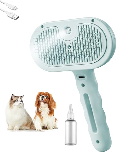 Pet Grooming Steam Brush, Pet Spray Hair Removal Comb, Anti-Static, Rechargeable, Comfortable Grip, for Dogs & Cats, Spray Hair Removal Comb, Steam Brush for Shedding & Grooming, Green - color: Green
