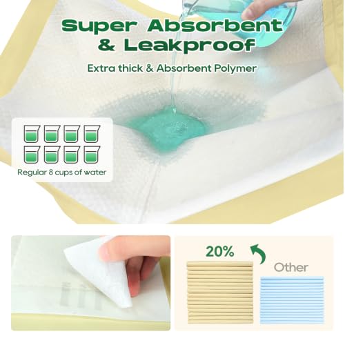 Bamboo Puppy Pads X-Large 28"x34" 60 Count with Adhesive Tabs - size: 28x34 inches (60 Count)