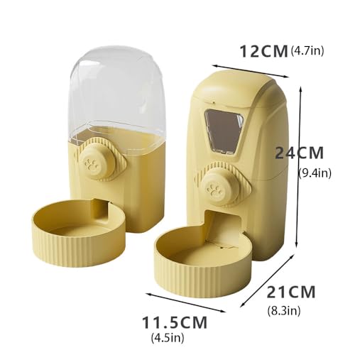 Hanging Pet Feeder Water Dispenser Set - 2-in-1 Gravity Food Water Bowl for Cats Small Dogs Rabbits, Cage Mounted No-Spill Pet Feeding Station (Yellow) - color: Yellow