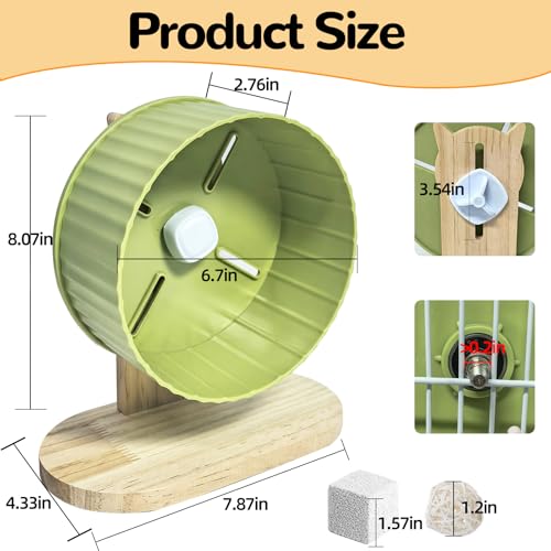 6.7in Silent Hamster Exercise Wheel Hamster Toy Cage Accessories with Adjustable Stand for Juvenile Gerbils Dwarf Hamsters (Green) - color: Green