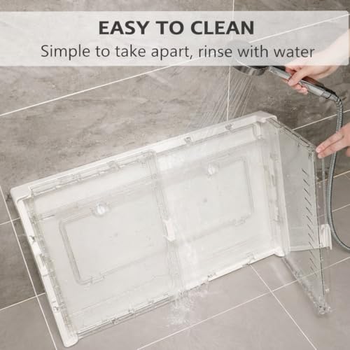 Extra Tall Foldable Clear Hamster Cage with Front Door, Deep Base Habitat for Thick Bedding & Burrowing, Easy Clean Wire Mesh Top Ventilation, Escape Proof Enclosure, 27.5x17x16 in - size: 27.5"L x 17.0"W x 16.0"H