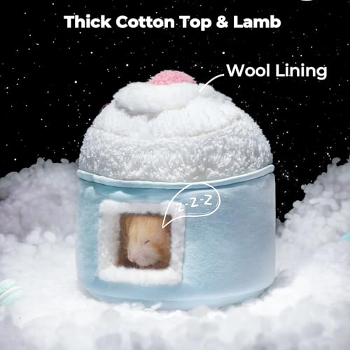 mini&moe Hamster Hideout - Warm Hamster House Cozy Sleeping Small Animal Soft Nest Chew Proof Cage Accessories for Dwarf Gerbil, Rat, Hedgehog, Sugar Glider, Guinea Pig