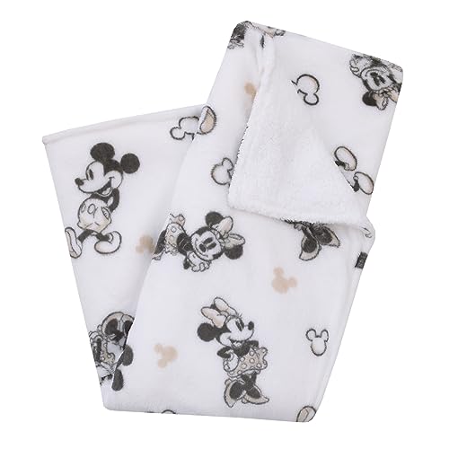NoJo Disney Mickey and Minnie Mouse Black and White Super Soft Sherpa Baby Blanket - color: Mickey and Minnie Mouse Black