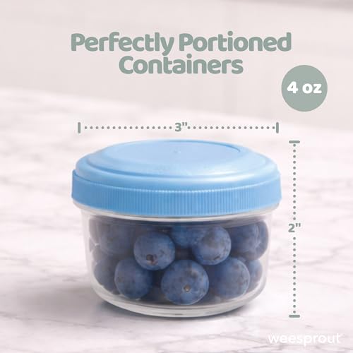 WeeSprout Baby Food Containers - Small 4 oz Containers With Lids, Leakproof & Airtight, Freezer Safe, Dishwasher Safe, Thick Food Grade Plastic, Set of 12 Baby Food Storage Containers + Color Options - color: Vivid Variety