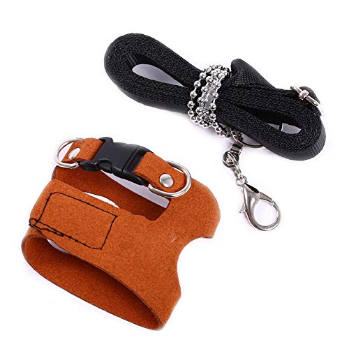 Squirrel Traction Rope with 1.8m Lead Leah, Adjustable Small Animal Walking Harness, Anti-Biting Chain Rope Vest Strap for Hamster Gerbil Rat Mouse Ferret Chinchilla and Small Animals - color: Brown
