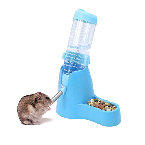 Wontee Hamster Water Bottle Water Dispenser Hamster Silent Exercise Running Wheel for Dwarf Hamsters Gerbil Mice (Blue, 125ML) - color: Blue, size: 125ML