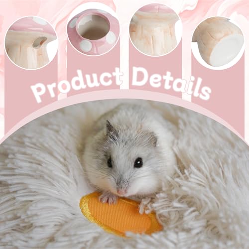 60ml Hamster Water Bottle with Ceramic Stand, Leak-Proof Small Animal Drinking Dispenser for Cage, Guinea Pigs, Rabbits & Pet Mice (Pink)