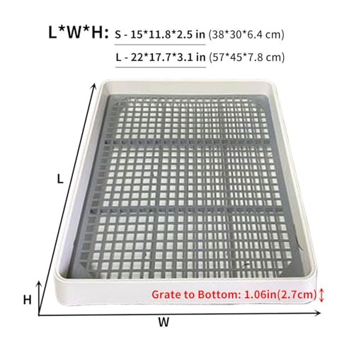 Rabbit Litter Box with Grid 22x18in, Potty Training Pan for Adult Animals | Rabbit Litter Box with Grid, Bunny Litter Tray for Cage, Potty Training Pan for Animals. - size: L (+1 metal grate with Large Hole)