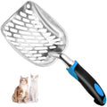 Cat Litter Scoop-Metal Cat Scooper-Long Handle Scoop,Cat Scooper-Poop Sifting-Mesh Shovel-Suitable for Cat Litter Box(Blue)-Christmas - color: Blue, size: L