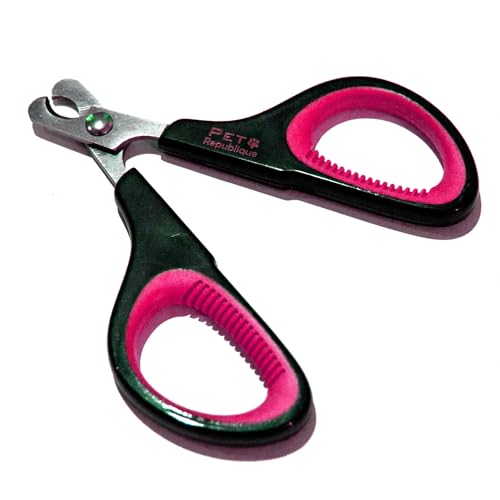 Cat Nail Clippers by Pet Republique – Professional Stainless-Steel Nail Clipper for Cats, Kittens, Hamster, Rabbits, Birds, & Small Breed Animals Claw Trimmer (Black+Pink) - color: Black & Pink