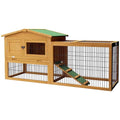 PawHut Rabbit Hutch, 2 Story Outdoor Bunny Cage with Slide-Out Tray, Run Cage, Openable Top for Rabbits, Guinea Pig, Yellow - color: Yellow