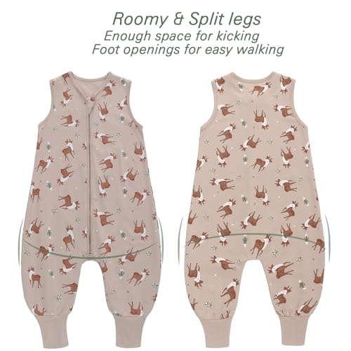 Miracle Baby Sleep Sack with Feet - 0.5 TOG 100% Breathable Cotton Wearable Blanket, Sleeveless Design Sleeping Bag for Baby - color: Deer, size: 12-24 Months(M)