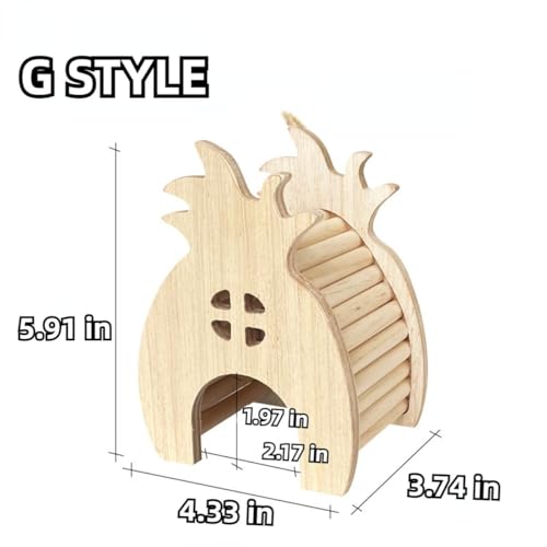 Hamster Wooden Hideout House Natural Wood Pet Rats Climbing Play Hut Hideaway Room for Small Chicken Hedgehogs Chinchilla Habitat Pet Cage Accessories (G) - style: G