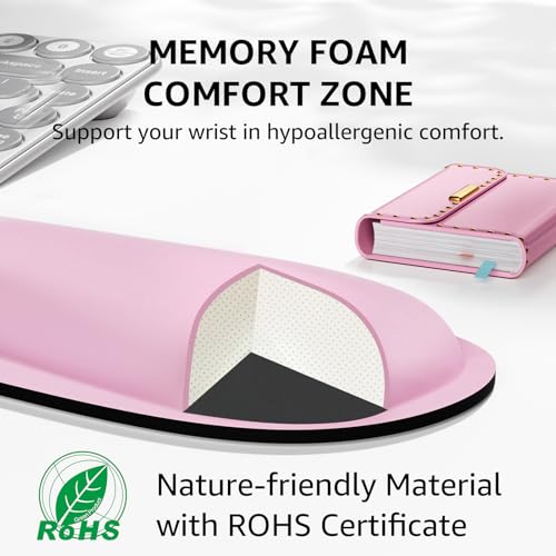 KTRIO Keyboard Wrist Rest & Mouse Pad with Wrist Rest, Pale Pink | Memory Foam Wrist Support, Ergonomic Design, Non-Slip Base, Office and Home Use - color: Pale Pink