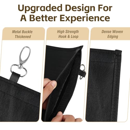 2Pcs Hanging Hay Feeder Bag for Guinea Pigs, Capacity of 0.35 Pounds of Hay, 11.8 x 9.8 Inch Bilayer Harmless Artificial Leather, 2-Hole Washable Hay Feeding Pouch for Small Rabbit, Chinchillas