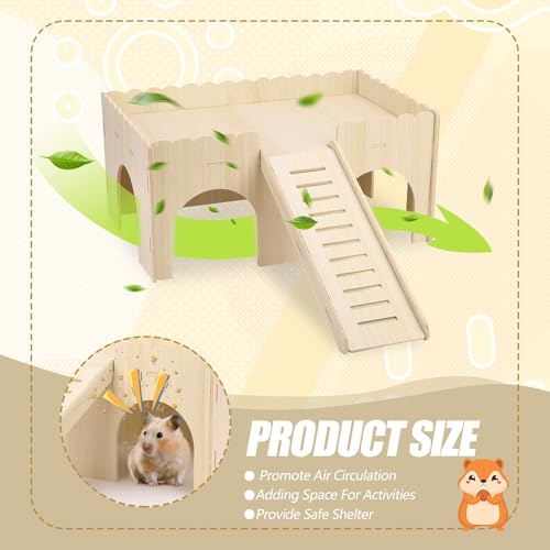 Large Guinea Pig Hideout, 14.96 X 9.45 X 7.09in Wooden Guinea Pig House | Hamster Hideout with Stair Stable Guinea Pig House for Squirrel Hamster Small Animal