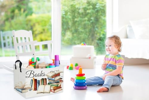 Sanjiaofeng Rectangular Kids Basket Book Storage Bins,Boys and Girls Storage Basket with Handles.Clothers,Toys,Books,Kid's Gifts Bins. (Book) - color: Book