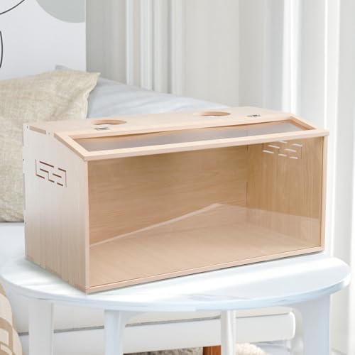 31.5 inch Wooden Hamster Cage, Large Habitat, Openable Top, Transparent Acrylic for Interior View, Ventilated, Easy to Clean, for Syrian Hamster, Dwarf Hamster, Gerbil, Other Small Pet Animals - size: 418F / 31.5"×15.8"×15.8"