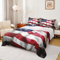 Erosebridal United States Sheet Set Teens American Flag Fitted Sheet Twin, Blue Red Bedding Set Geometric Stripes Bed Sheet with Deep Pocket, 3 Pcs with 1 Fitted Sheet, 1 Flat Sheet, 1 Pillow Case - color: Style 18, size: Twin
