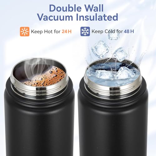 40oz Water Bottles Insulated with Straw,Leak Proof Water Bottles Fit in Car Cup Holder，Mens Water Bottle Stainless Steel for Gym,Hiking,Travel,Bpa free,Navy Blue - color: Blue, size: 40 Ounces