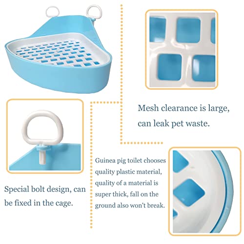 Hamiledyi Guinea Pig Potty Trainer Corner, Small Animals Triangle Plastic Litter Box, Bedding Litter Box Pee Pan Tray Toilet for Hamster Gerbil Bunny Ferret Chinchilla Hedgehog (Blue) - color: Blue