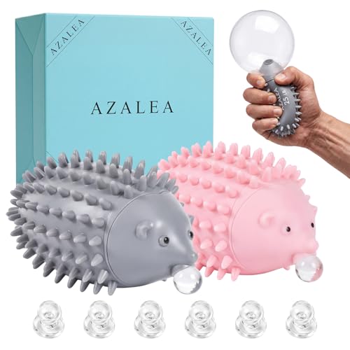 AZALEA Hedgehog Squeeze Toys, 2 Pack Spiky Fidget Stress Balls for Ages 12+ | Includes 2 cute spiky hedgehog squeeze toys with 15LB and 25LB resistance for fidget play, sensory fun, desk breaks and gifts