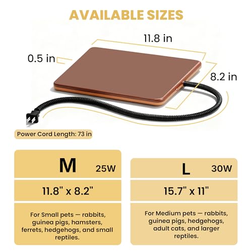 Small Animal Heating Pad, Small Animal Bed, Outdoor/Indoor Winter Thermal Heating Pad for Rabbits, Guinea Pigs & Chickens, Waterproof & Chew-Resistant, Energy-Efficient (S:11.8" x 8.2“) - size: S:11.8" x 8.2“