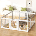 24" Acrylic Dog Playpen for Small Dogs, Clear Puppy Play Pen 12 Panels | 360° Visibility, Modern Look, Easy Wipe-Clean Surface, Scratch-Resistant Panels, Tool-Free Assembly, Smooth Rounded Edges - color: White- 12 Panels
