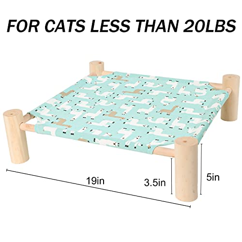 Patas Lague Cat Hammock Bed Small Eleveted Dog Bed 19x19 in Alpaca | Brethable Wooden Pet Bed, Cooling Rabbit Cot, Outdoor Cat Furniture For Summer - color: Alpaca