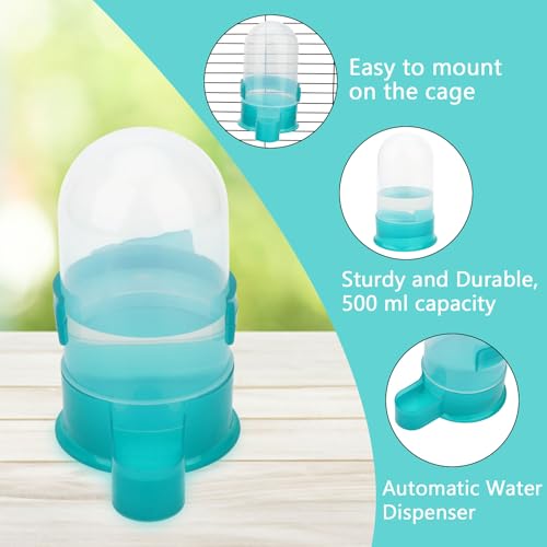 Hypeety Bird Automatic Water Bottle Parrot Drinking Water Feeder Bottle Waterer Feeder Bowl for Parakeet Hamster Mice Rat Gerbils